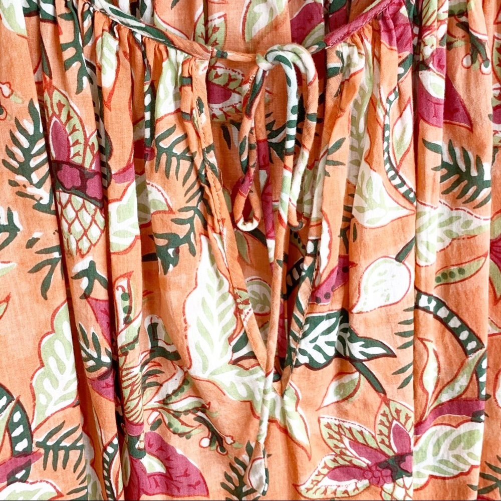 Antik Batik Kalao Floral Blouse Flowy Peasant Top - Picture 5 of 12